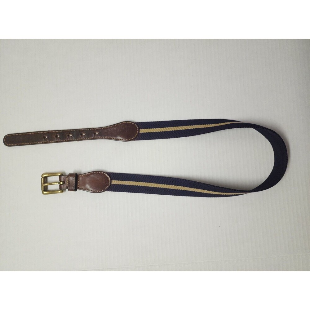 Dooney Bourke Mens Wool Surcingle Canvas Leather Belt 32 Brass Dark Purple 6930 - Picture 4 of 7